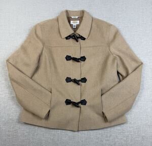 Talbots Women’s Size 10 Pure Camel Hair Jacket Beige Toggle Coat Made in Italy